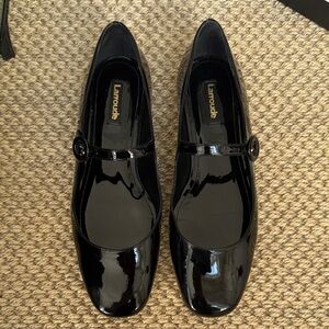 Larroude Blair Patent Leather Black Mary Jane Ballet Flat